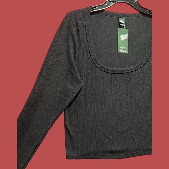 Wild Fable - Women's Ribbed Long Sleeve Scoopneck T-Shirt - Black - Extra Large - Picture 12 of 13